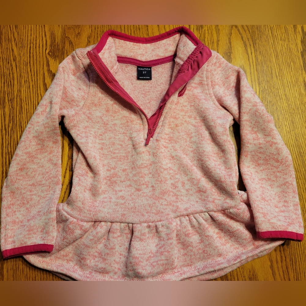 3t Pink Nautica zip up sweater.